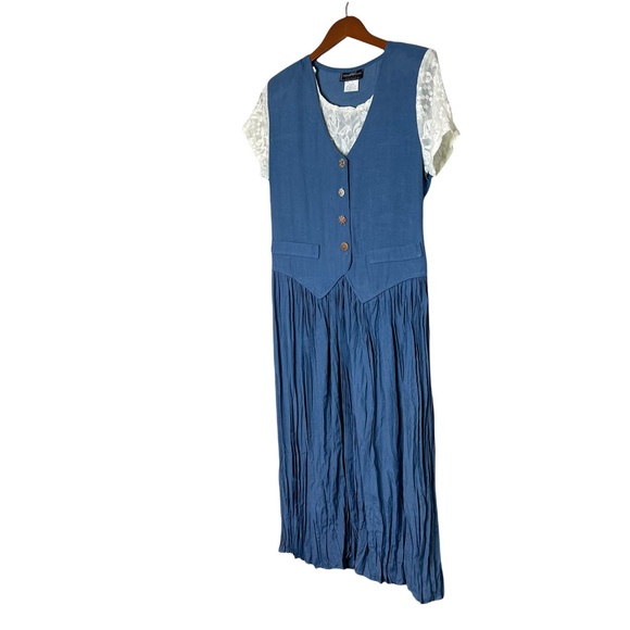 MOLLY MALLOY Vintage Layered Lace Top Vest Pleated Skirt MIDI GrannyCore Dress - Picture 5 of 14
